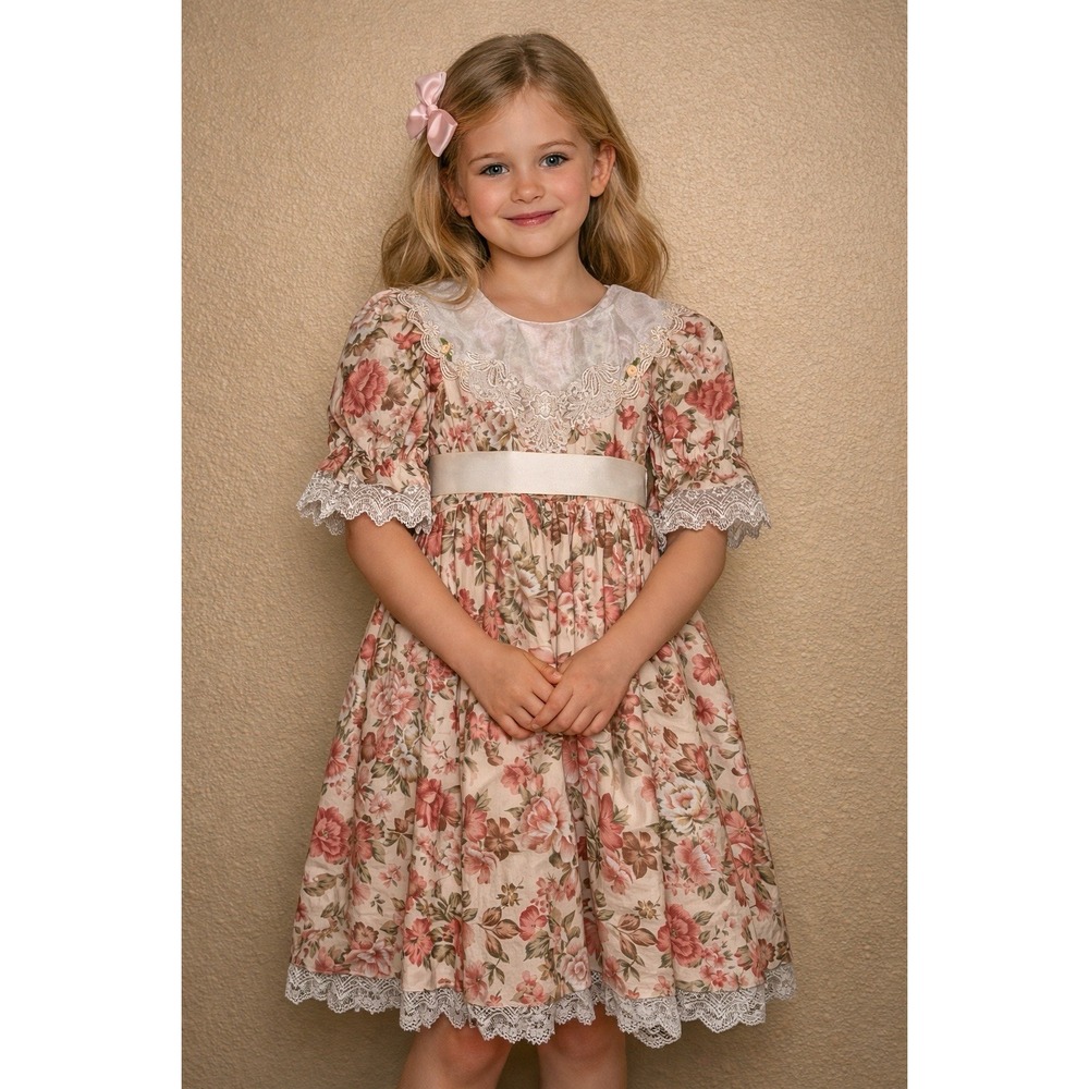 Poly Kids 80's Vintage Floral Cottage Core Size 8 Made In the USA